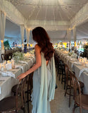 Simple Flowy Sheath Spaghetti Strap Ruffle Chiffon Prom Dress Party Dress HZ1023