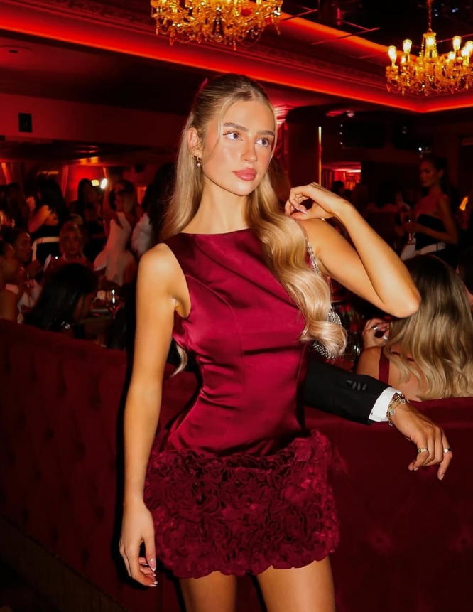 Burgundy 3D Floral Sheath Satin Open Back Short Homecoming Dress Birthday Dress HZ1023