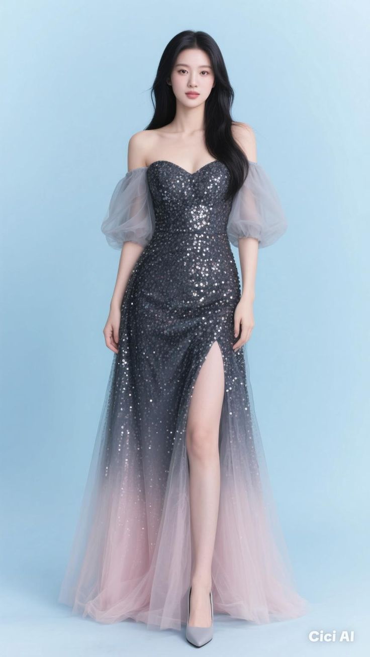 Pink Ombre Mermaid Off the Shoulder Sequin Tulle Prom Dress Party Dress 16th Birthday Dress HZ1023