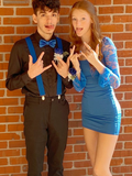 Fashion Royal Blue Long Sleeves Satin Lace Short Prom Dress Sheath Homecoming Dress HZ1023