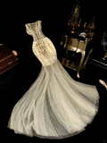 Shiny Mermaid Sweetheart Neck Corset Beaded Sequin Tulle Long Prom Dress Party Dress HZ1023
