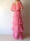 Pink Layered Chiffon A Line V Neck Simple Long Party Dress Evening Dress 18 Birthday Dress HZ1023