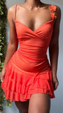 Vintage A Line Spaghetti Strap Layered Chiffon Short Homecoming Dress Cocktail Dress HZ1023