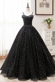 Black Tulle Satin Sweetheart Neck Long Prom Dress, Evening Dress HZ1023