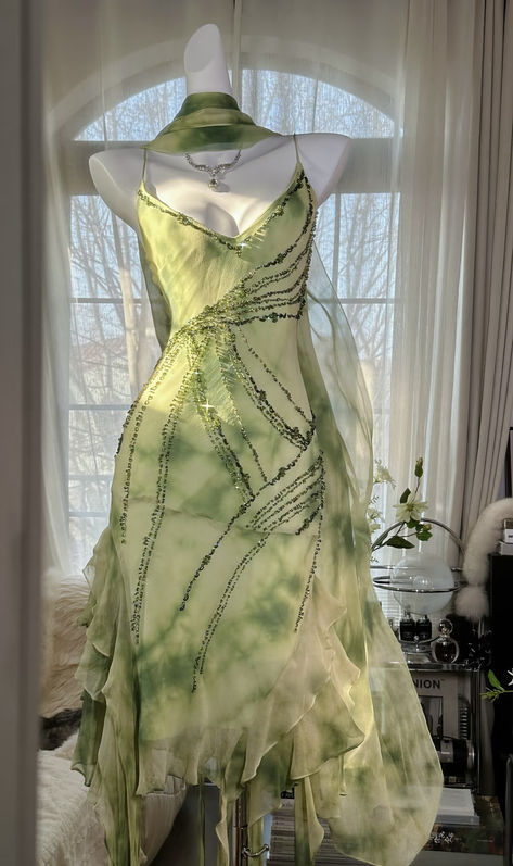 Green A Line Spaghetti Strap Beaded Ruffle Chiffon Short Party Dress Prom Dress HZ1023