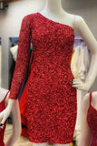 Sparkel Hot Pink Sequins Bodycon Homecoming Dress HZ1023