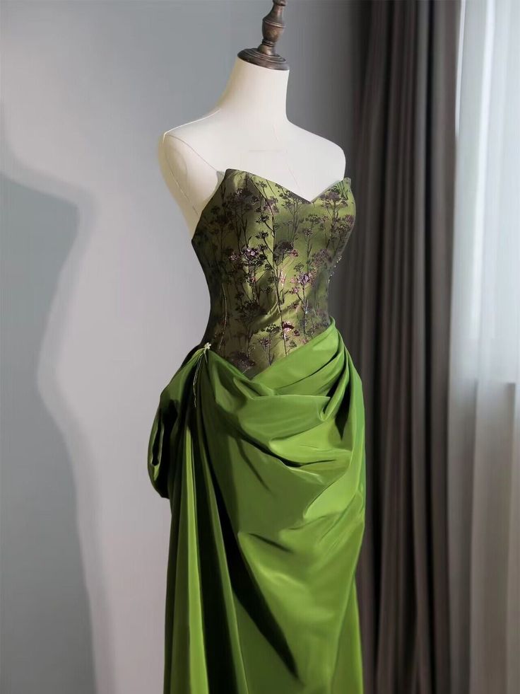 A Line Sweetheart Neck Embroidery Satin Long Prom Dress Evening Dress HZ1023