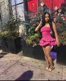 Pink Strapless Ruffles Lovely Short Party Dress Homecoming Dress HZ1023