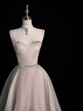 Simple A Line Sweetheart Neck Sequin Tulle Long Evening Dresses Party Dresses HZ1023