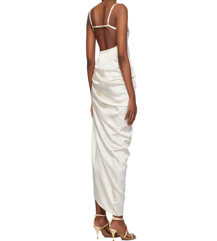 Simple Sheath Spaghetti Straps Pleated Lace Satin Open Back Prom Dress Party Dress HZ1023