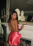Sexy A Line Halter 3D Floral Open Back Satin Short Homecoming Dress Evening Dress HZ1023