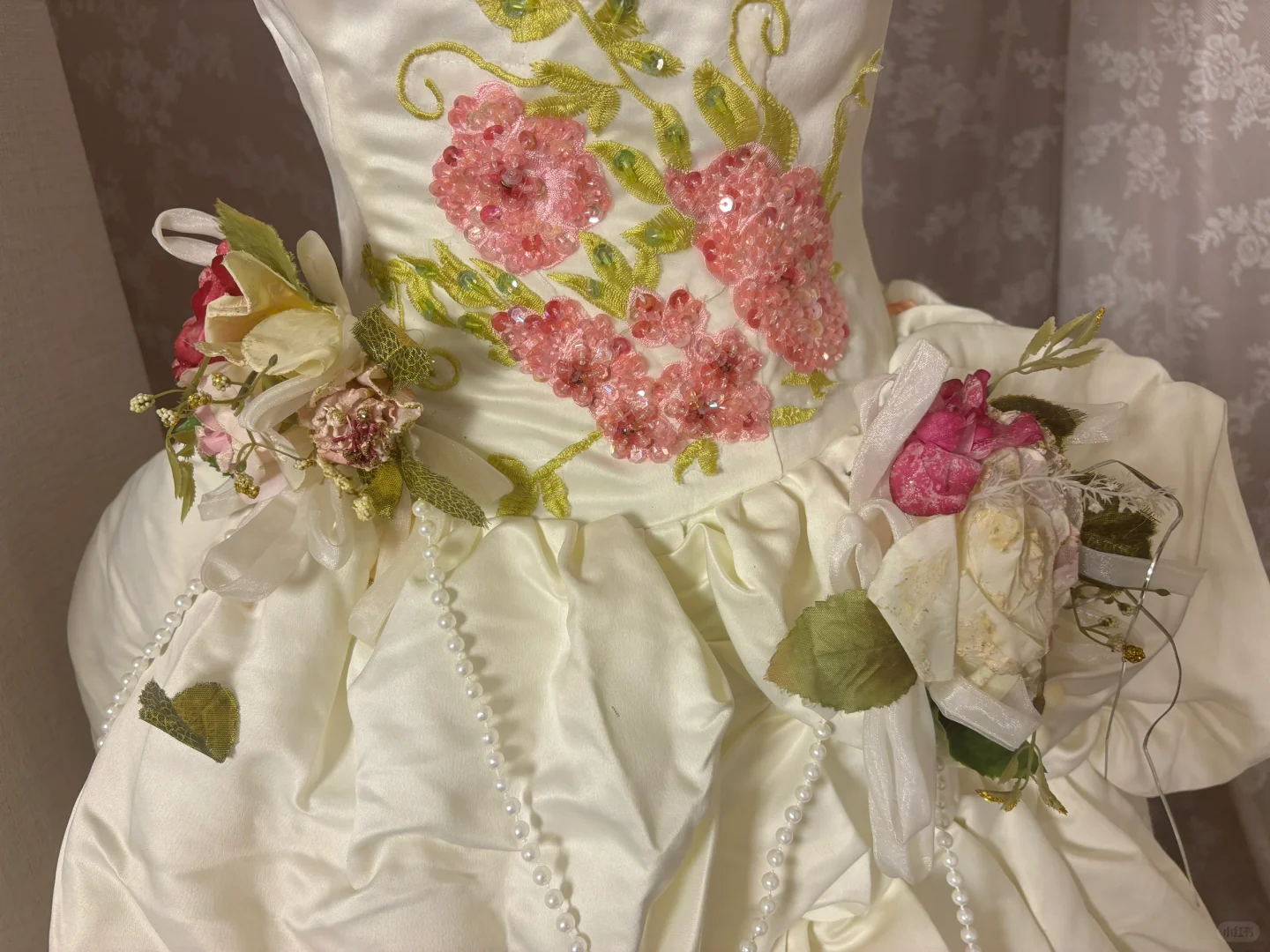 Vintage Embroidery Floral A Line Straps Layered Satin Homecoming Dress Cocktail Dress HZ1023