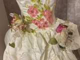 Vintage Embroidery Floral A Line Straps Layered Satin Homecoming Dress Cocktail Dress HZ1023