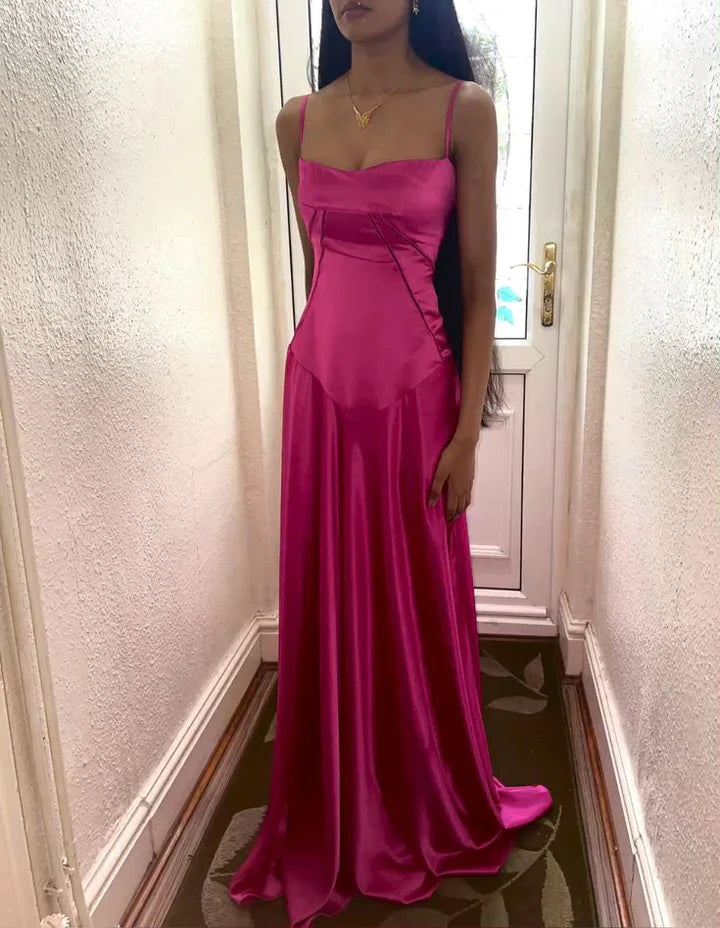 Simple Brown Spaghetti Straps A Line Prom Dress Party Dress HZ1023