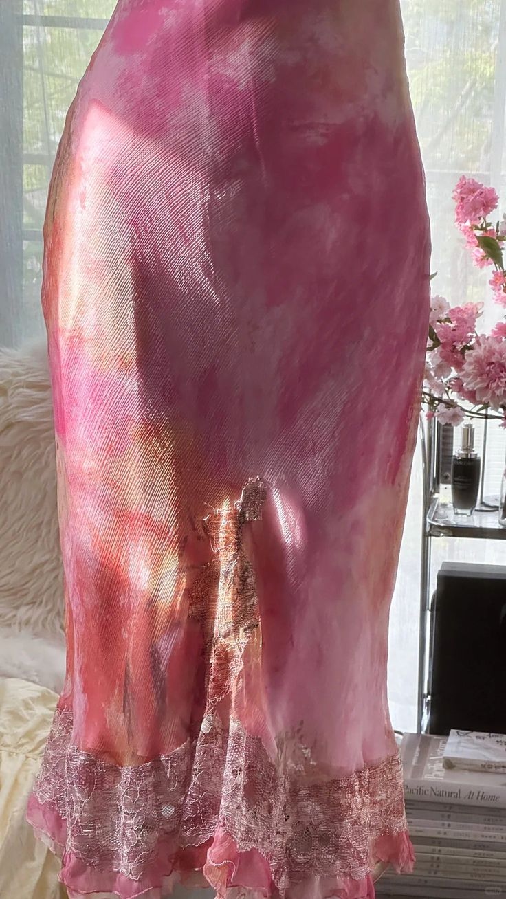 Pink Print Floral Sheath Spaghetti Straps Lace Chiffon Prom Dress Evening Dress HZ1023