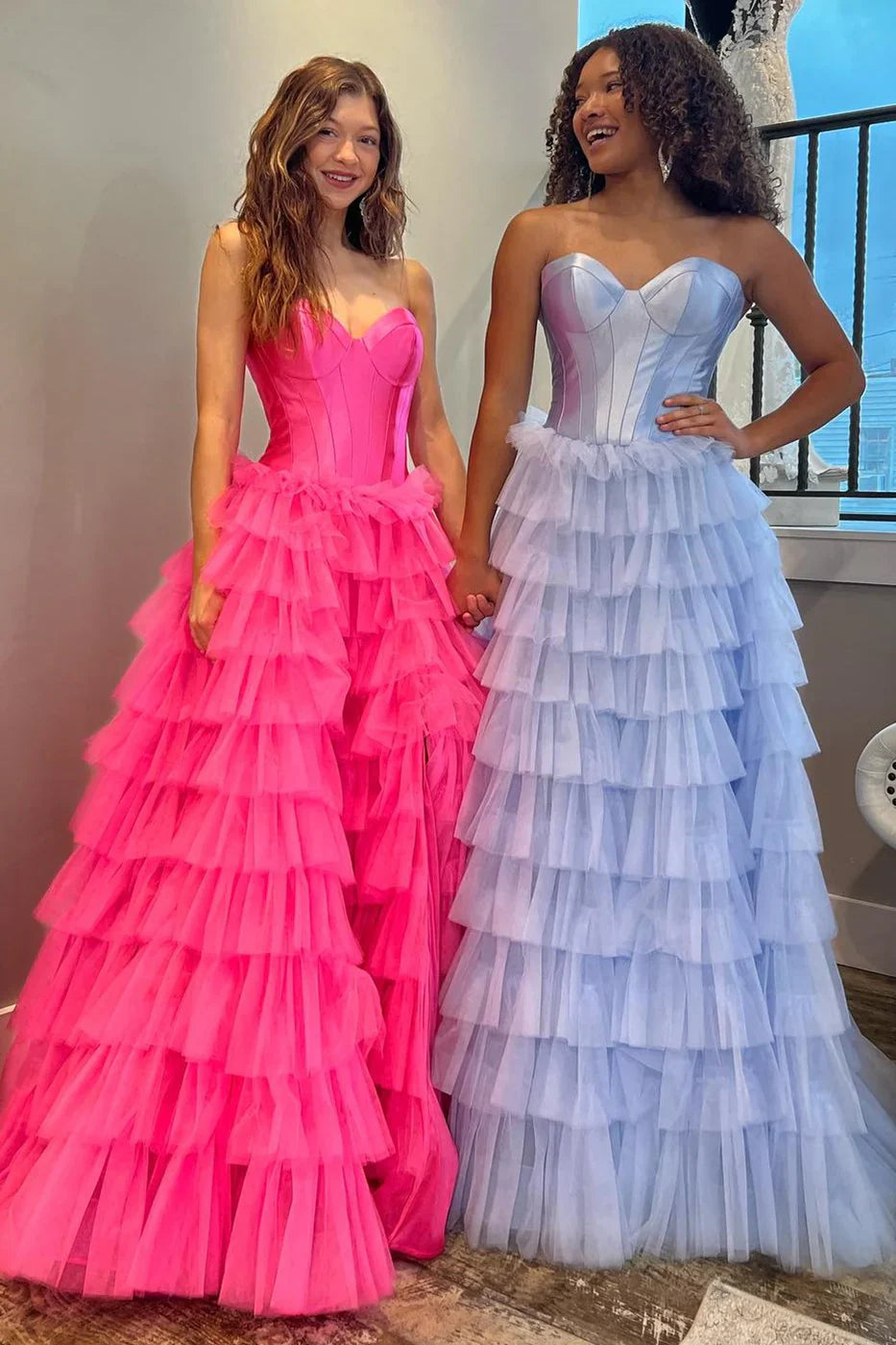 Black A Line Sweetheart Neck Layered Satin Tulle Long Wedding Guest Dress Evening Dress with Slit HZ1023