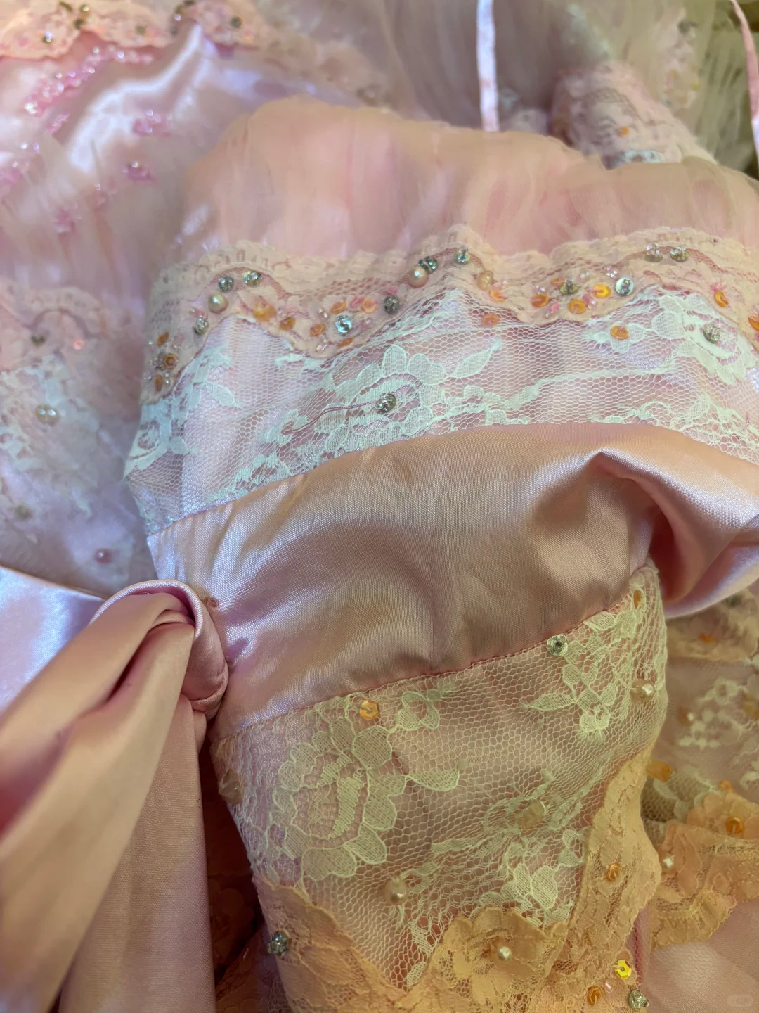 Vintage Pink A Line One Spaghetti Strap Lace Beaded Satin Long Prom Dress Evening Dress HZ1023