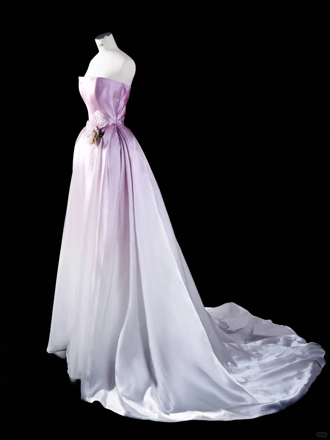 Pink Ombre A Line Strapless Flower Satin Party Dress Evening Dress HZ1023