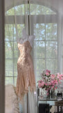 Vintage Mermaid Spaghetti Strap Beaded Ruffle Satin Chiffon Short Homecoming Dress HZ1023