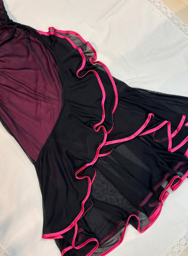 Vintage Mermaid Spaghetti Strap Ruffle Chiffon Prom Dress Evening Dress HZ1023