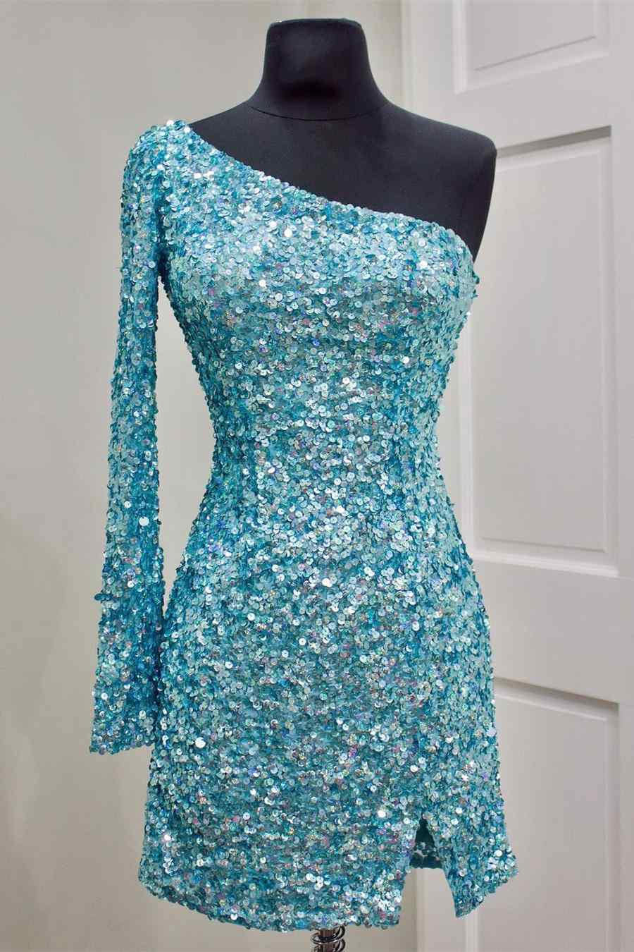 Sparkel Hot Pink Sequins Bodycon Homecoming Dress HZ1023