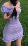 Purple Sheath Halter Tulle Open Back Homecoming Dress Party Dress HZ1023