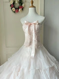 Princess A Line Sweetheart Neck Rhinestone Tiered Light Pink Tulle Party Dress Birthday Dress HZ1023