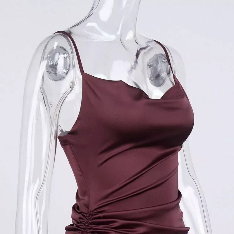 New Satin Green Prom Dress Spaghetti Strap Party Evening Dress HZ1023