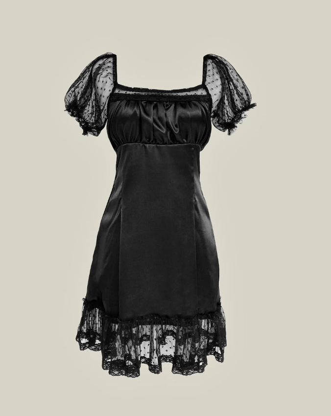 Classic Burgundy A Line Puff Lace Satin Short Homecoming Dress Cocktail Dress HZ1023