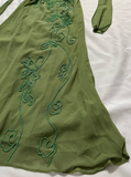 Vintage Sheath Halter Green Beaded Chiffon Open Back Evening Dress Party Dress HZ1023