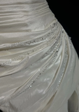 Vintage A Line Sweetheart Neck Beaded White Satin Short Homecoming Dress Cocktail Dress HZ1023