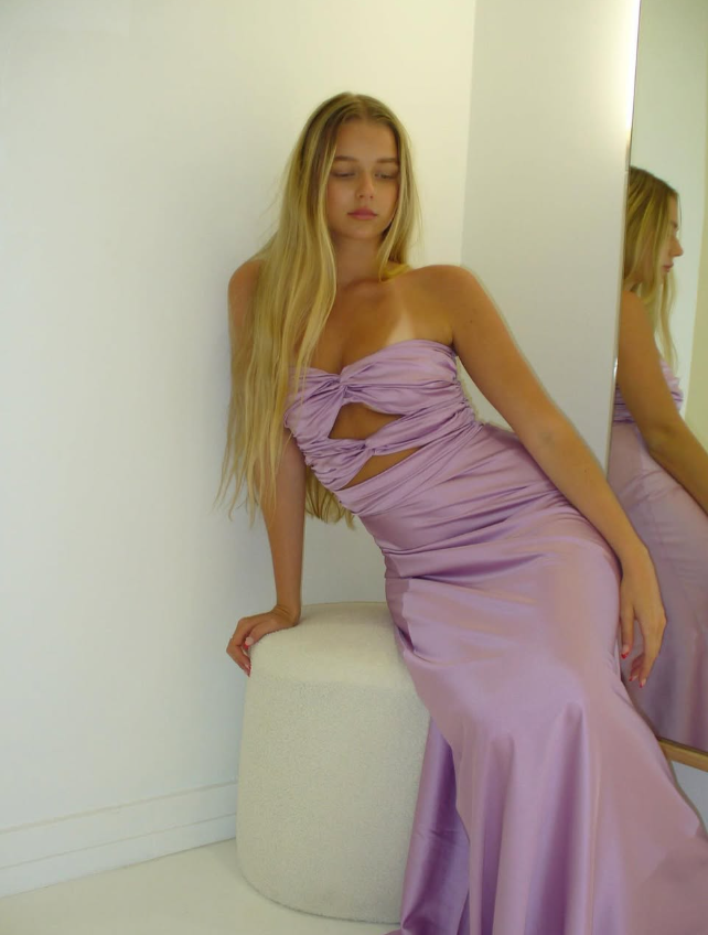 Sweet Strapless Satin A Line Prom Dress Long Party Evening Dress HZ1023