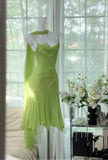 The Wizard of Oz Mermaid Spaghetti Strap Beaded Chiffon Short Homecoming Dress HZ1023