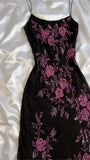 Black Retro Elegant Pink Beaded Chiffon Prom Dress Evening Dress Birthday Party Dress HZ1023