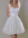 Charming White Sweetheart Short Prom Dress Elegant Homecoming Dress HZ1023