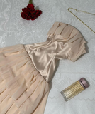 Cute A Line Strapless Tiered Beige Chiffon Satin Short Evening Dress Homecoming Dress HZ1023