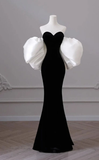 Black Velvet Strapless Mermaid Prom Dress Evening Dress HZ1023