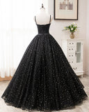 Black Tulle Satin Sweetheart Neck Long Prom Dress, Evening Dress HZ1023