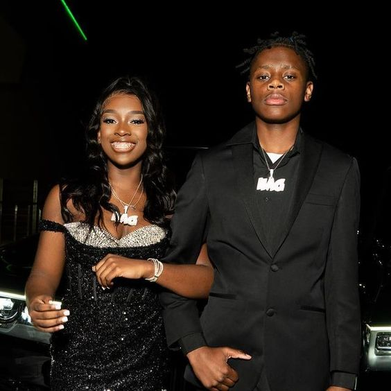 Black Sequin Beaded Slit Prom Dress HZ1023