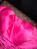 Barbie Pink A Line Strapless Satin Long Party Dress Evening Dress with Bow HZ1023