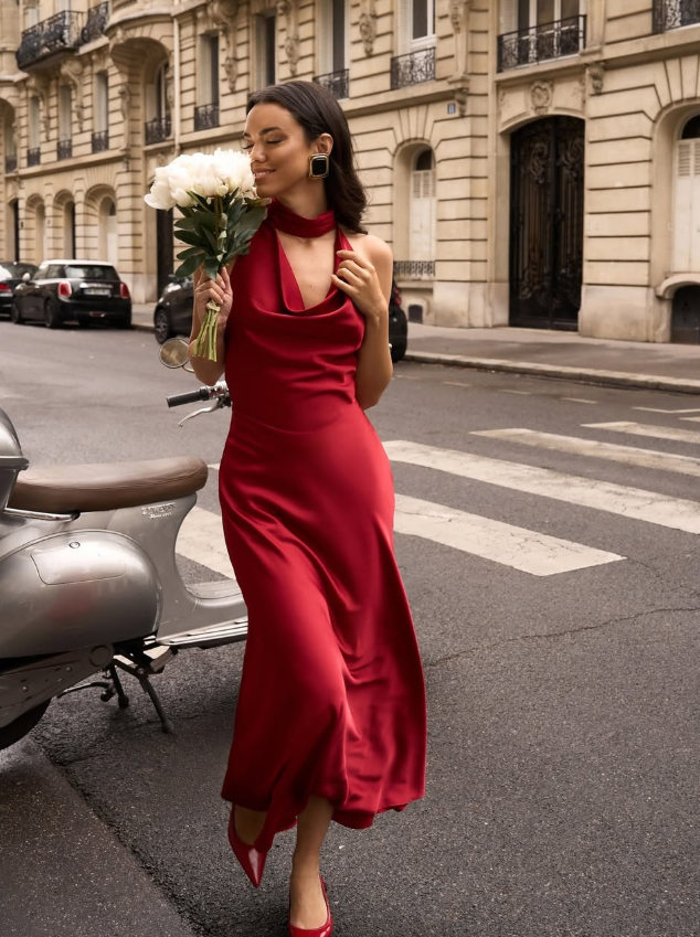 Sexy Burgundy A Line Halter Pearl Satin Open Back Prom Dress Party Dress Formal Dress HZ1023