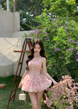 Pink A Line Strapless Appliques Tulle Short Homecoming Dress Cocktail Dress HZ1023