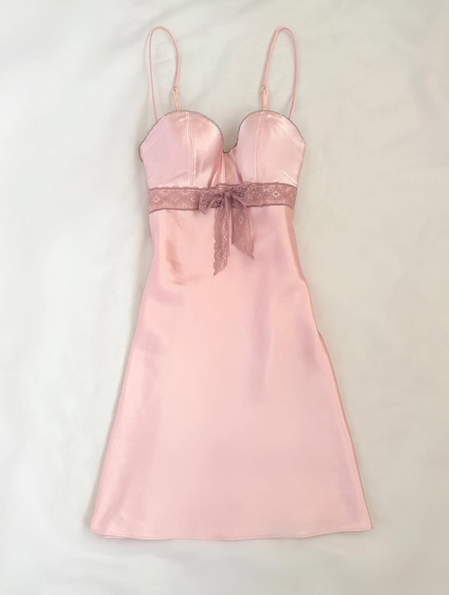 Simple Pink A Line Spaghetti Strap Lace Satin Short Homecoming Dress Birthday Dress Outfits HZ1023