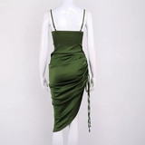 New Satin Green Prom Dress Spaghetti Strap Party Evening Dress HZ1023