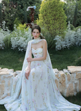 Dreamy A Line Sweetheart Neck Print Floral Chiffon Prom Dress Party Dress HZ1023