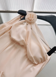 Apricot A Line One Shoulder Flower Chiffon Short Homecoming Dress Cocktail Dress HZ1023