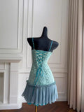 Barbie Raquel A Line Spaghetti Straps Green Lace Short Outfit Homecoming Dress HZ1023