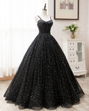 Black Tulle Satin Sweetheart Neck Long Prom Dress, Evening Dress HZ1023
