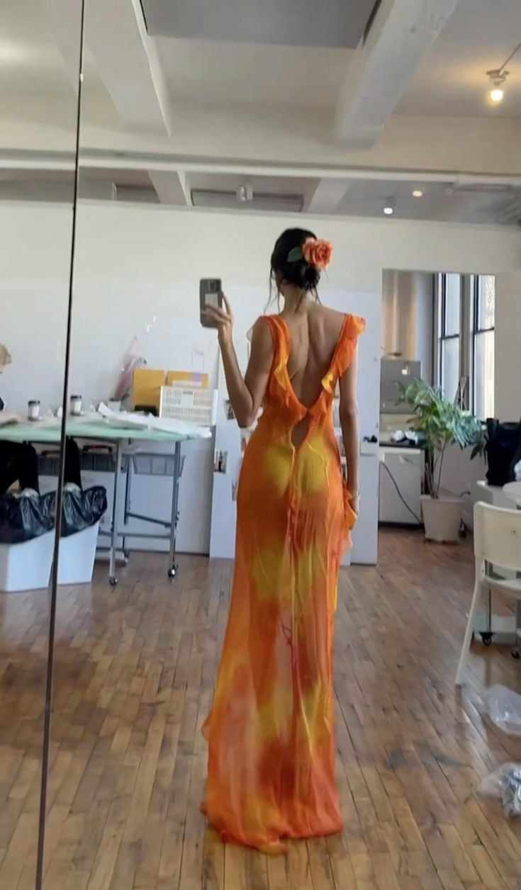 Sexy Ruffles Slit Chiffon Long Prom Dress Party Evening Dress HZ1023