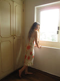 Gentle Sheath Straps Printed Floral Chiffon Tea Length Vacation Dress Outfits HZ1023
